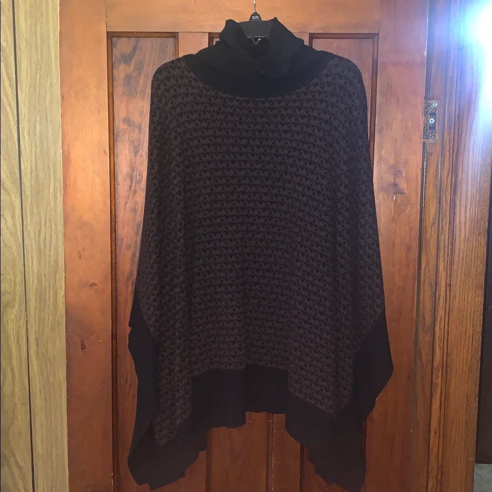 MICHAEL Michael Kors Black and Brown Knit Poncho